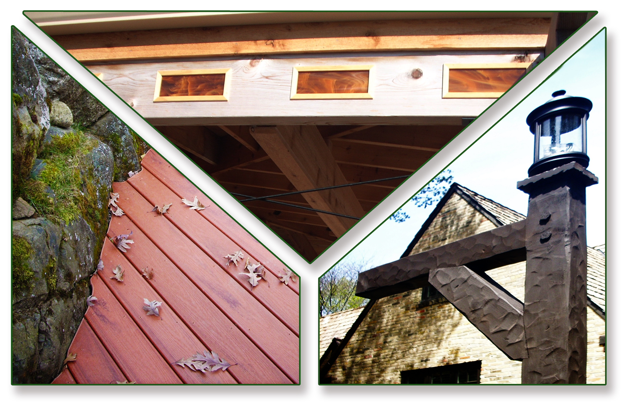 details of wood deck, outdoor structure, and lawn structures